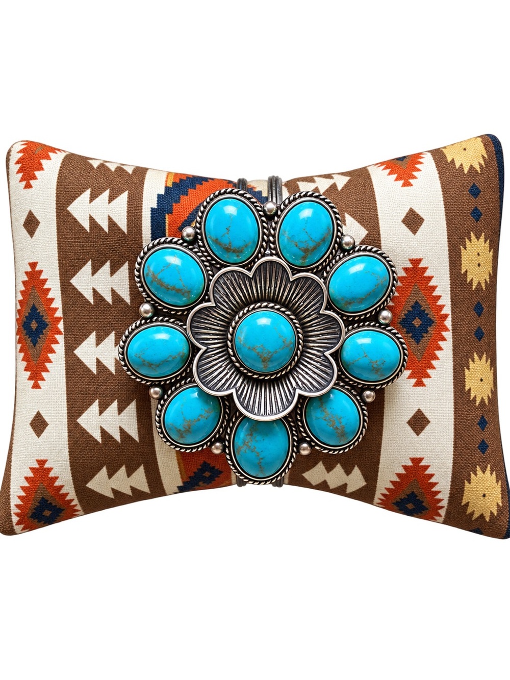 Turquoise Colored Stone Floral Cuff Bangle Bracelet - Women Accessories